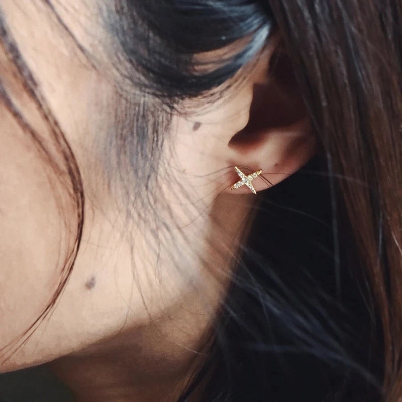 1 Pair 925 Sterling Silver 925 Sterling Silver Earrings Star Ear Studs