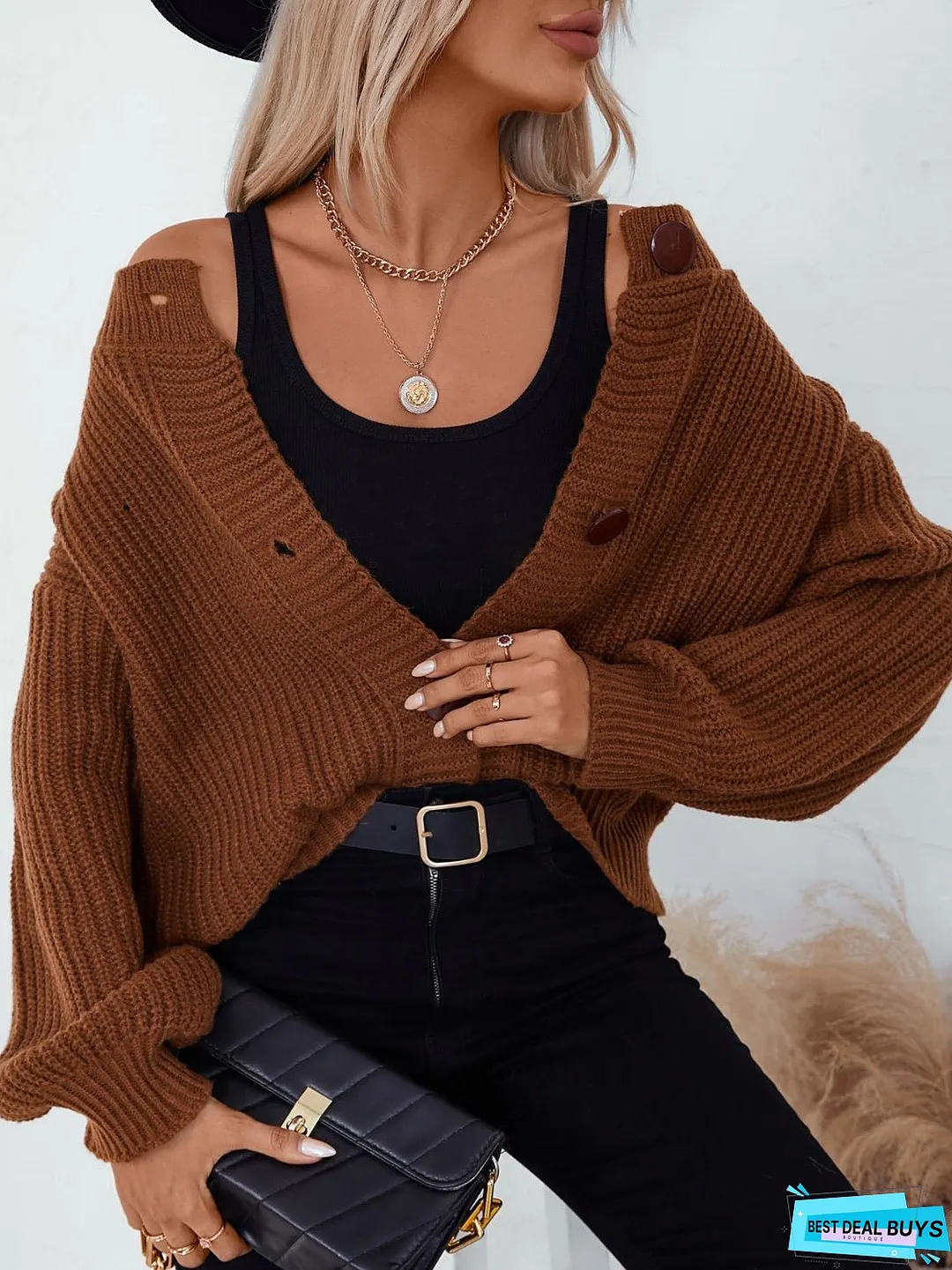 Button Down Long Sleeve Cardigan