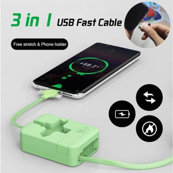 ⏰Christmas Pre Sale 49% Off🔥3 in 1 Rechargeable USB Fast Charging Cable & Mobile Stand