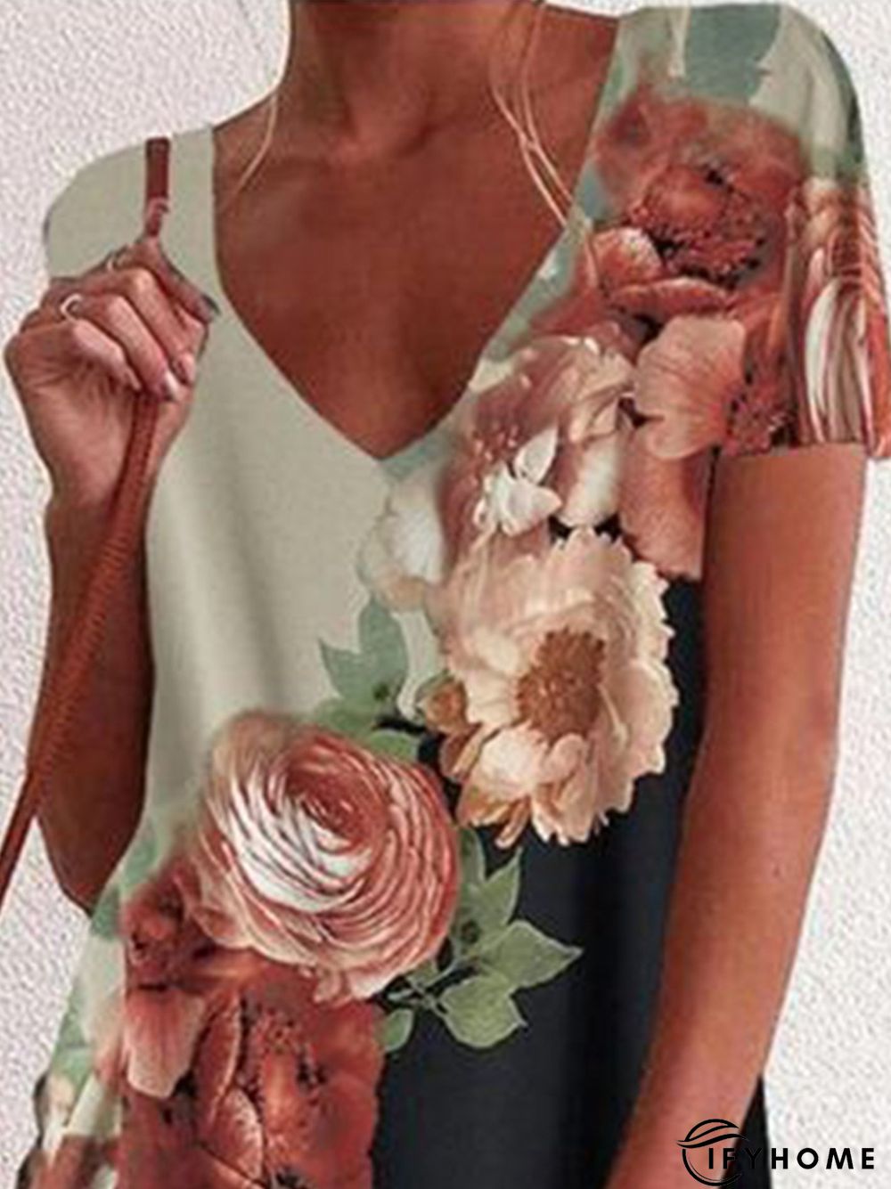 New Women Chic Plus Size Vintage Boho Holiday Floral Short Sleeve Weaving Dress | IFYHOME