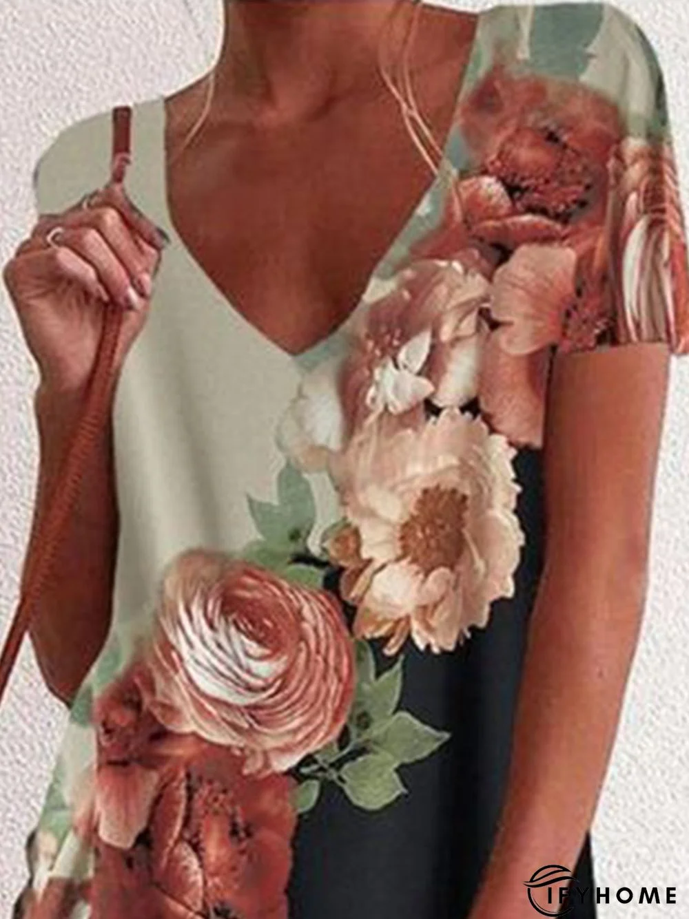 New Women Chic Plus Size Vintage Boho Holiday Floral Short Sleeve Weaving Dress | IFYHOME