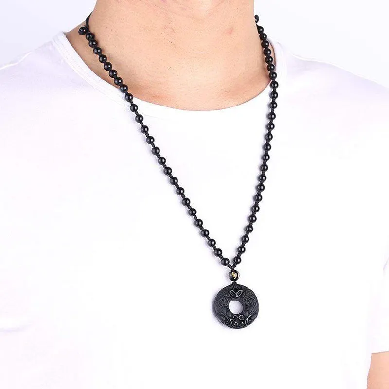Pixiu Obsidian Wealth Pendant Necklace