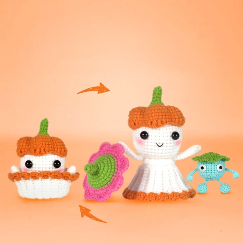 MeWaii® Halloween Crochet Kits Reversible Owl Cupcake Crochet Kit For Beginners With Easy Peasy YarnFor Holiday Gift Christmas