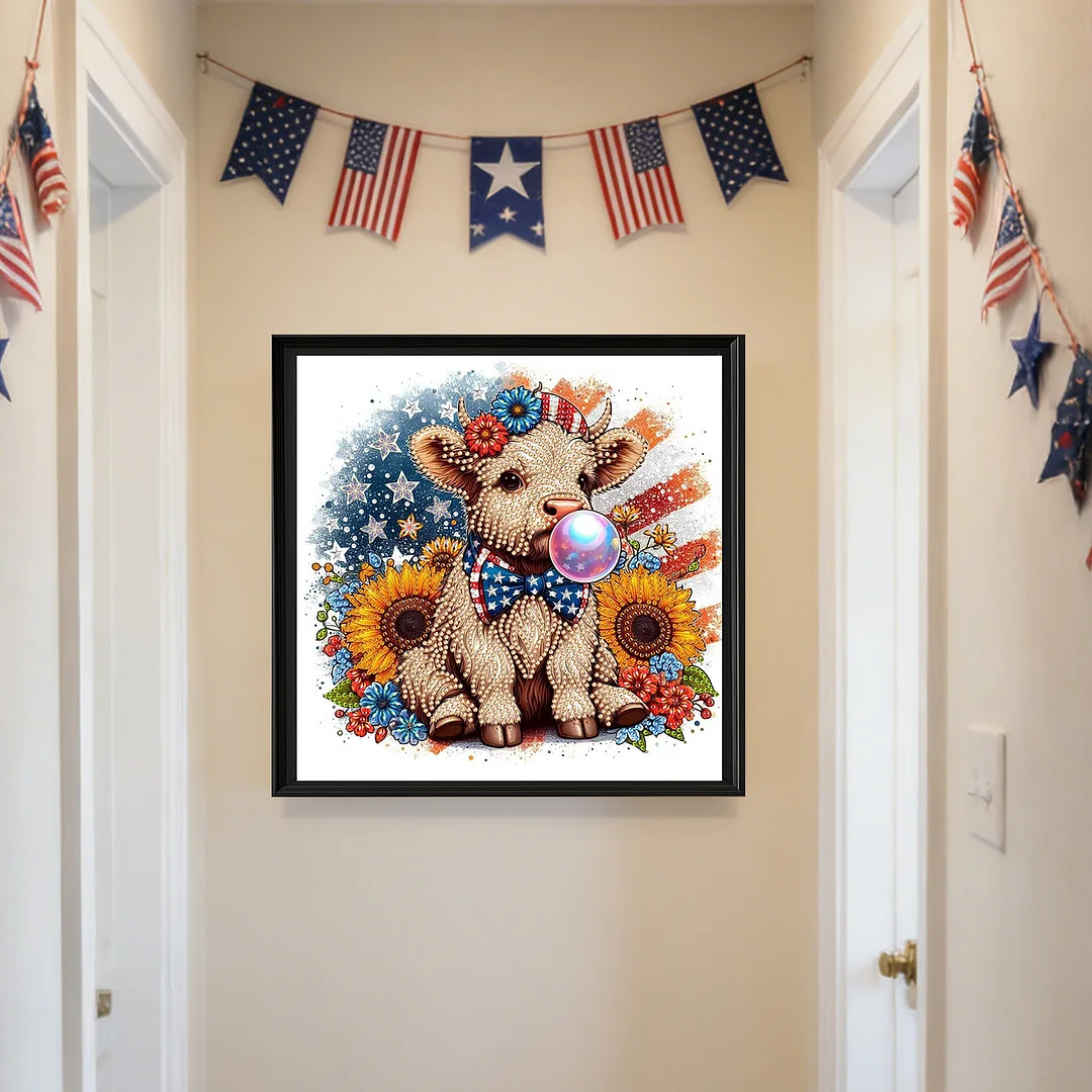 Diamond Painting - Partial Special Shaped Drill - Independence Day Sunflower Yak(Canvas|30x30cm)