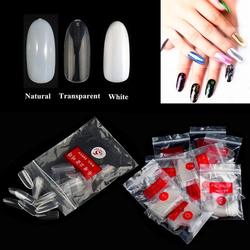500pcs/pack Acrylic Nails OVAL Round Shapes False Nail Tips Full Cover False French Nail Tips NEW Fake Nail Art Tips Tools-Nail Inspo