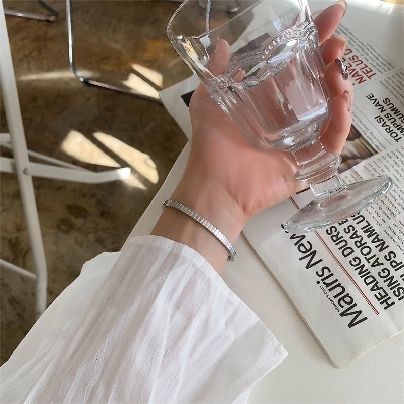 Basic Retro Solid Color Titanium Steel Bangle