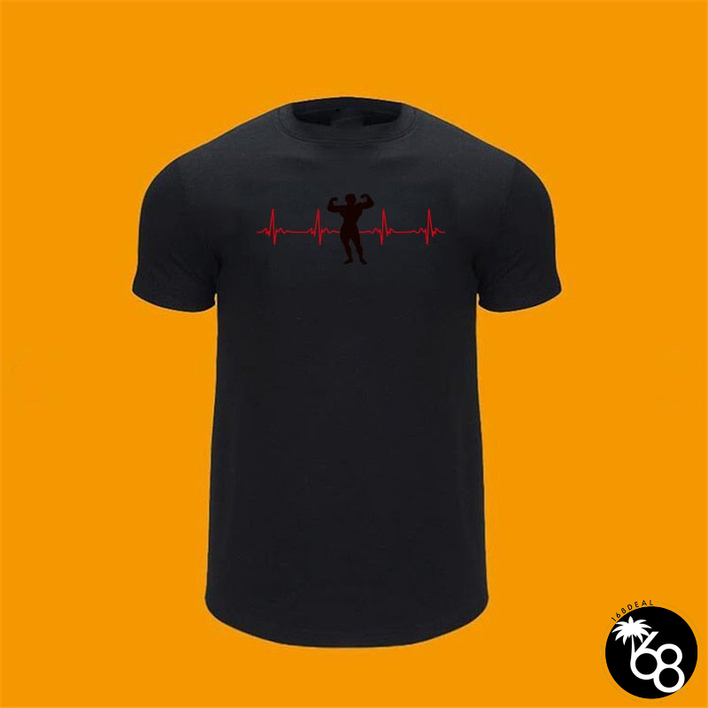 Men's Cotton Short Sleeve Quick Dry Gym Printed Pattern Shirt | 168DEAL