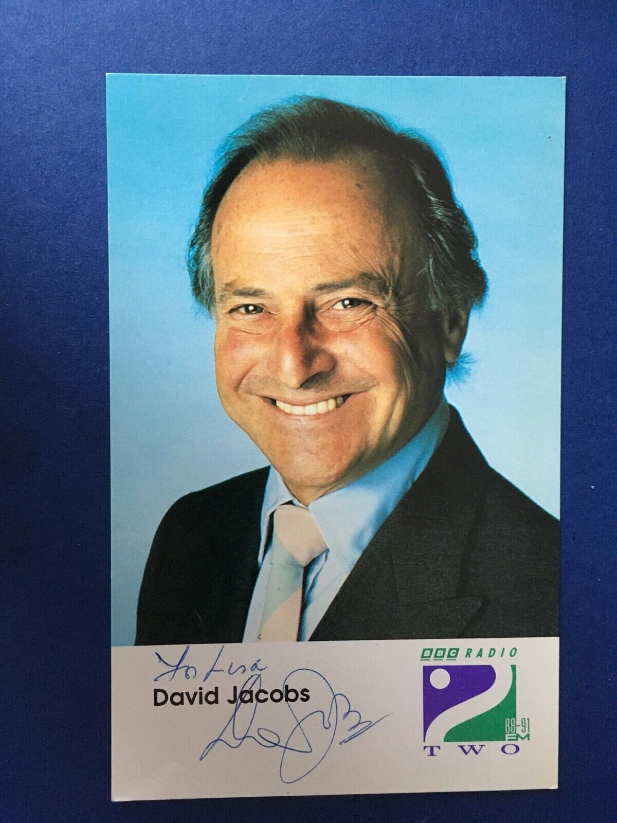 DAVID JACOBS - RADIO & TV PRESENTER - SUPERB SIGNED Photo Poster painting