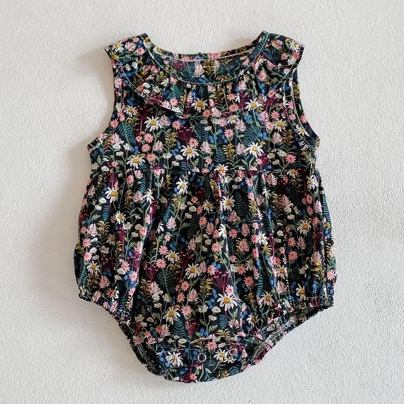 New 2021 Summer Infant Baby Jumpsuits Girls Sleeveless Floral Clothes Baby Girls Clothing Baby Cute Rompers