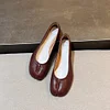 Split toe shoes for women wearing flat bottomed ballet shoes, genuine leather shallow mouth sheep's hooves single shoes