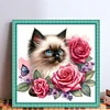 Rose Siamese Cat-11CT Stamped Cross Stitch 40*40cm/15.75*15.75in