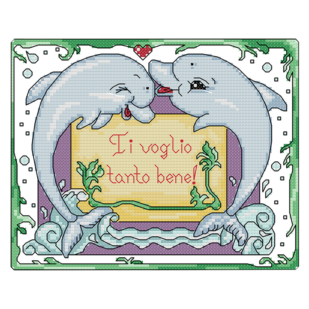 

Dolphin - 14CT Stamped Cross Stitch - 25*19CM, 501 Original
