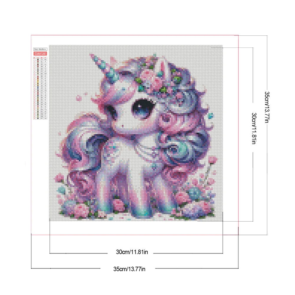 Full Square Diamond Painting 35*35cm - Black And White Unicorn