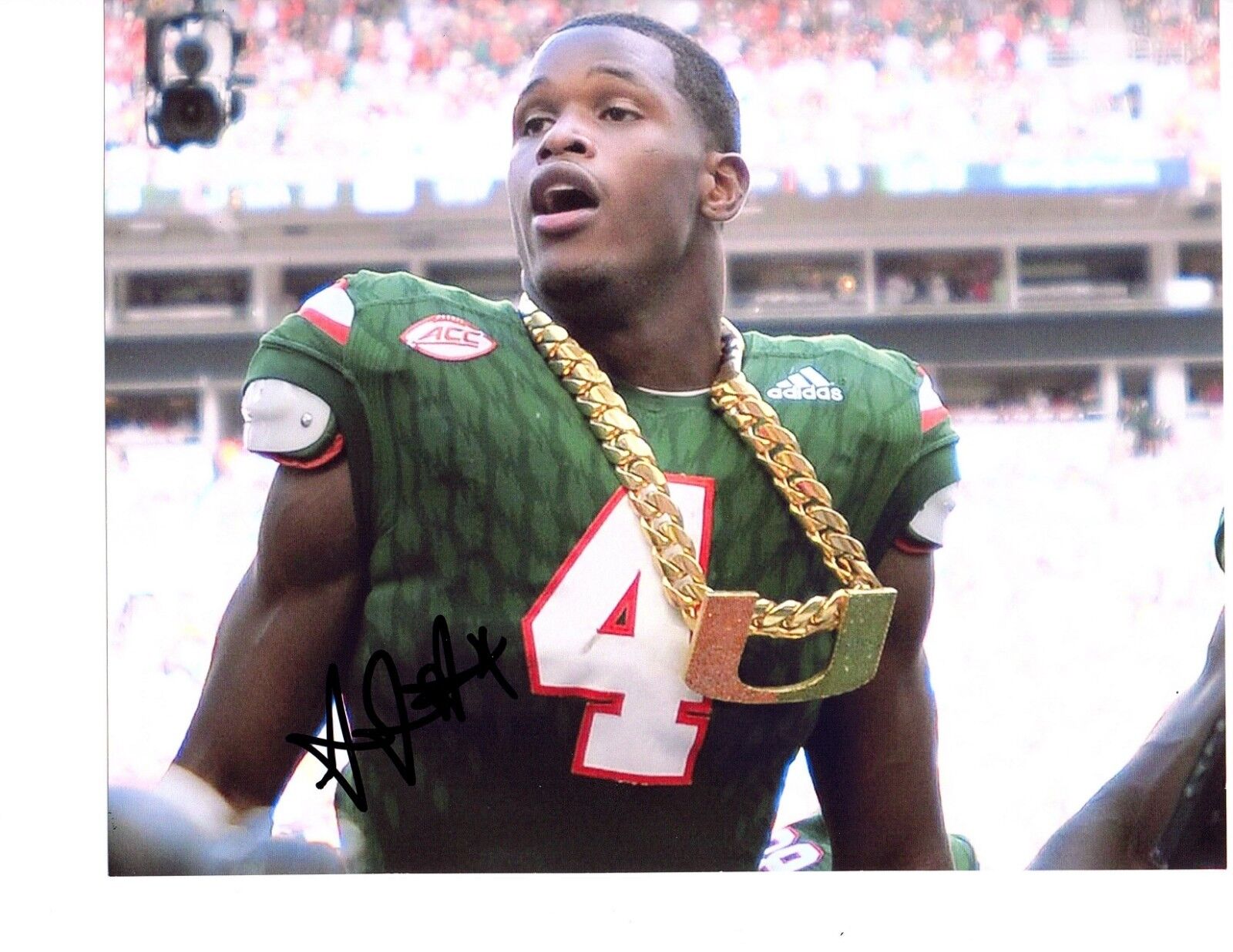 Jaquan Johnson Miami Hurricanes Signed autographed 8x10 football Photo Poster painting CHAIN b