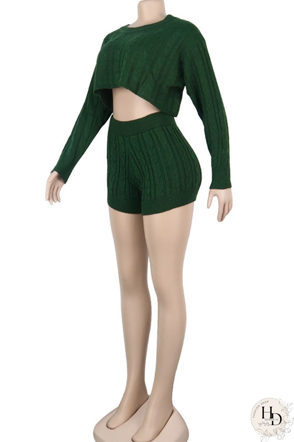 Orange Wool Europe and America Solid Two Piece Suits pencil Long Sleeve Two-Piece Short Set