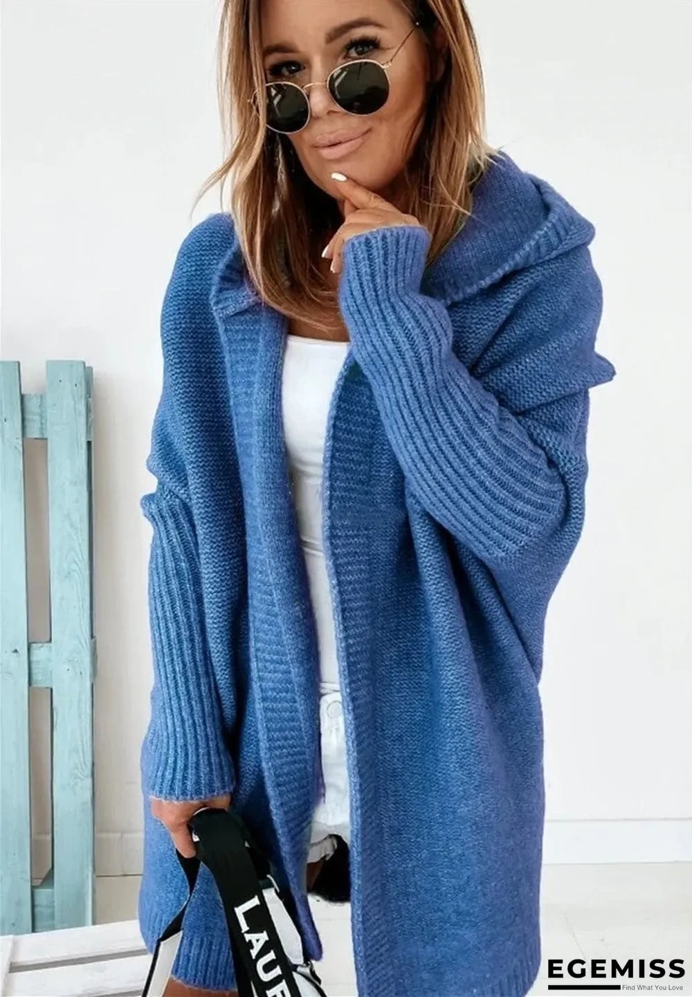 Hooded Bat-shaped Soft Loose Back Stitching Sweater | EGEMISS