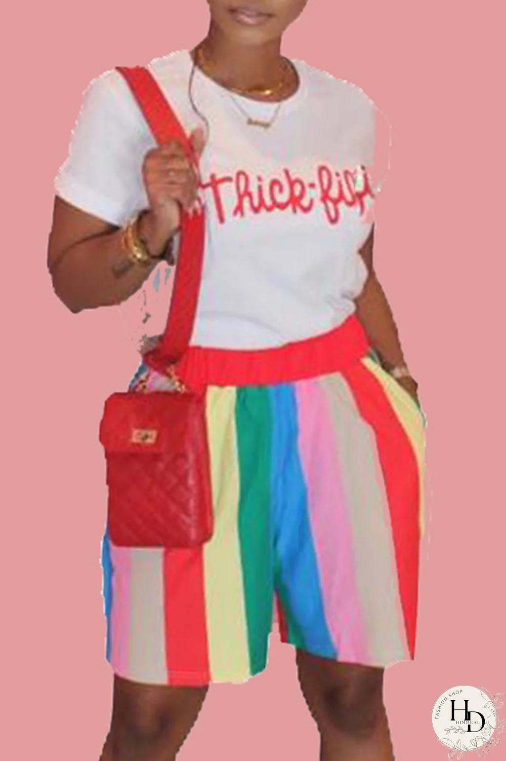 Black Casual Print Two Piece Suits Loose Short Sleeve Two-Piece Short Set