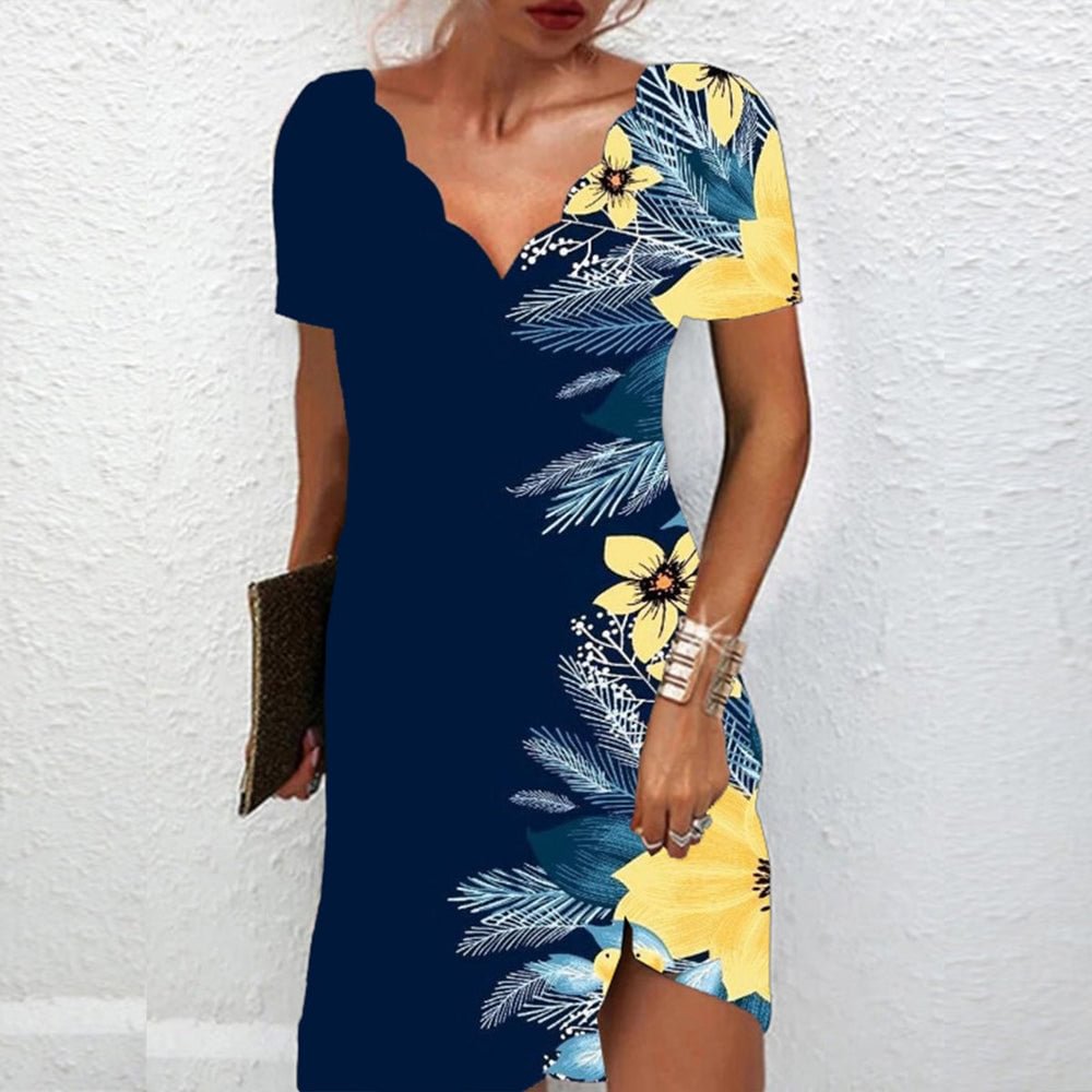 Groovy Navy Floral Print Mini Dress