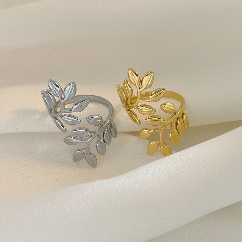 Vintage Style Leaf Stainless Steel Rings