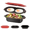 Microwave Egg Cooker & Microwave Grill Pan 3 Pcs with Lid for Grilling, Browning, and Crisping Vegetables, Sandwich, & Meat, Microwave Nonstick Cookware for Quick, Healthy Meals