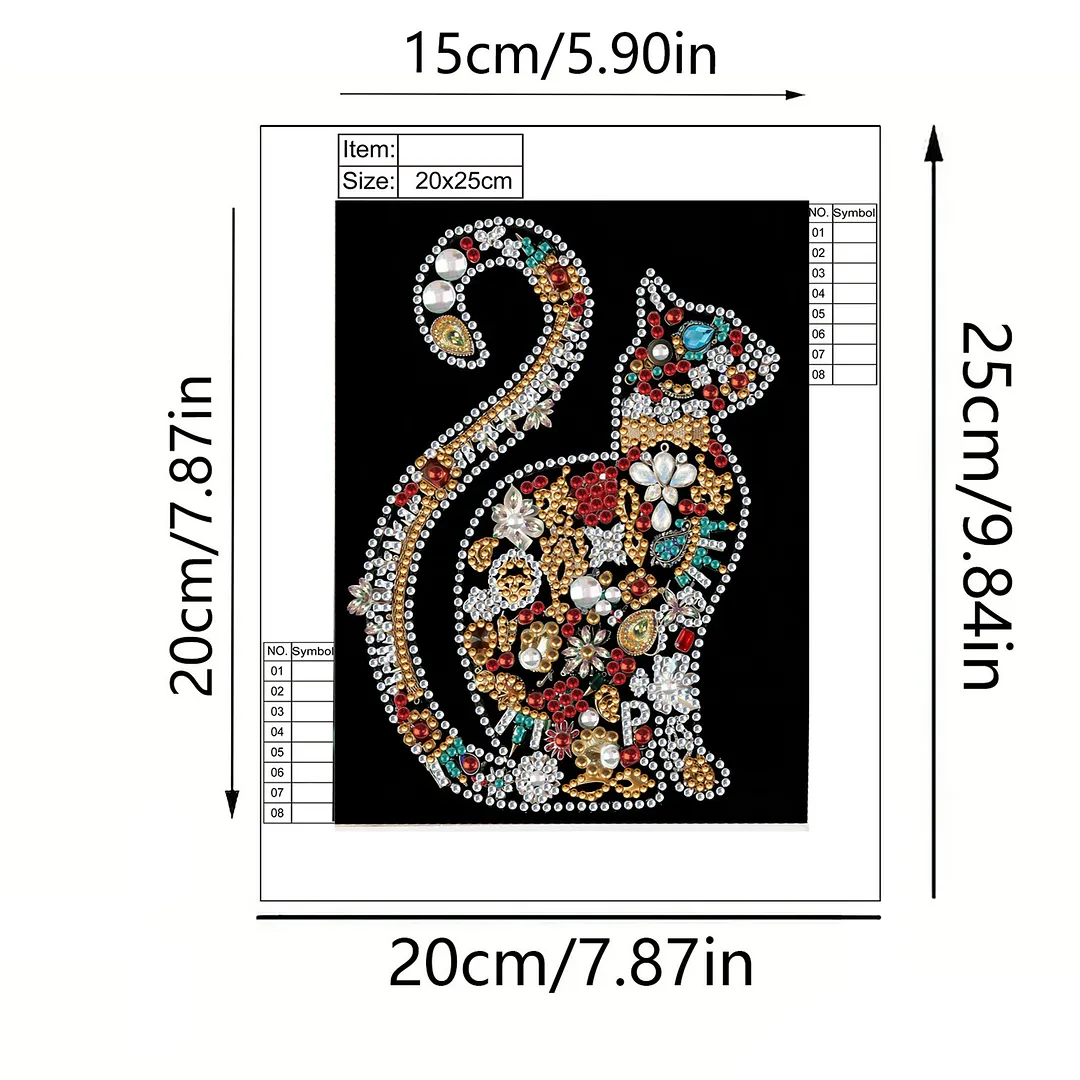 Jewelry Cat Silhouette Special Shaped 5D DIY Partial Drill Diamonds Dots Gem Art Kits with Wooden Frame Diamonds Paintings Gem Art 17x22cm for Adults Beginners Home Decor