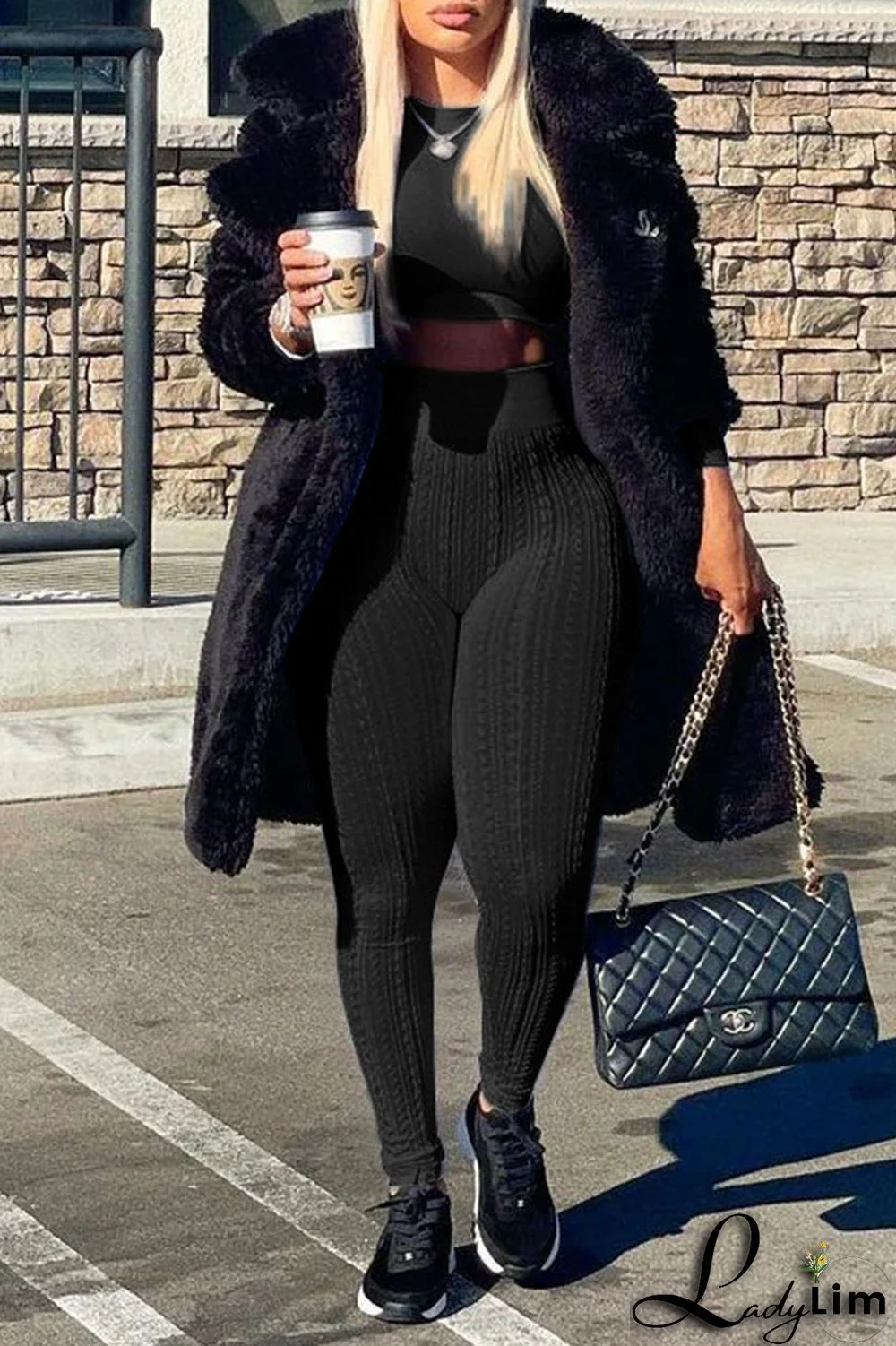 Black Casual Solid Split Joint O Neck Long Sleeve Two Pieces