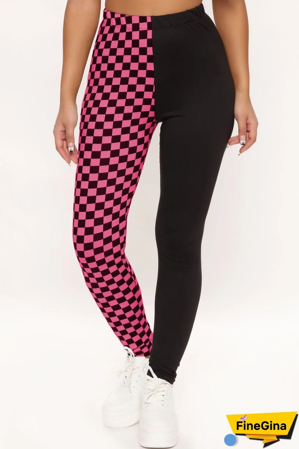 Black Casual Plaid Print Patchwork Regular High Waist Pencil Patchwork Trousers