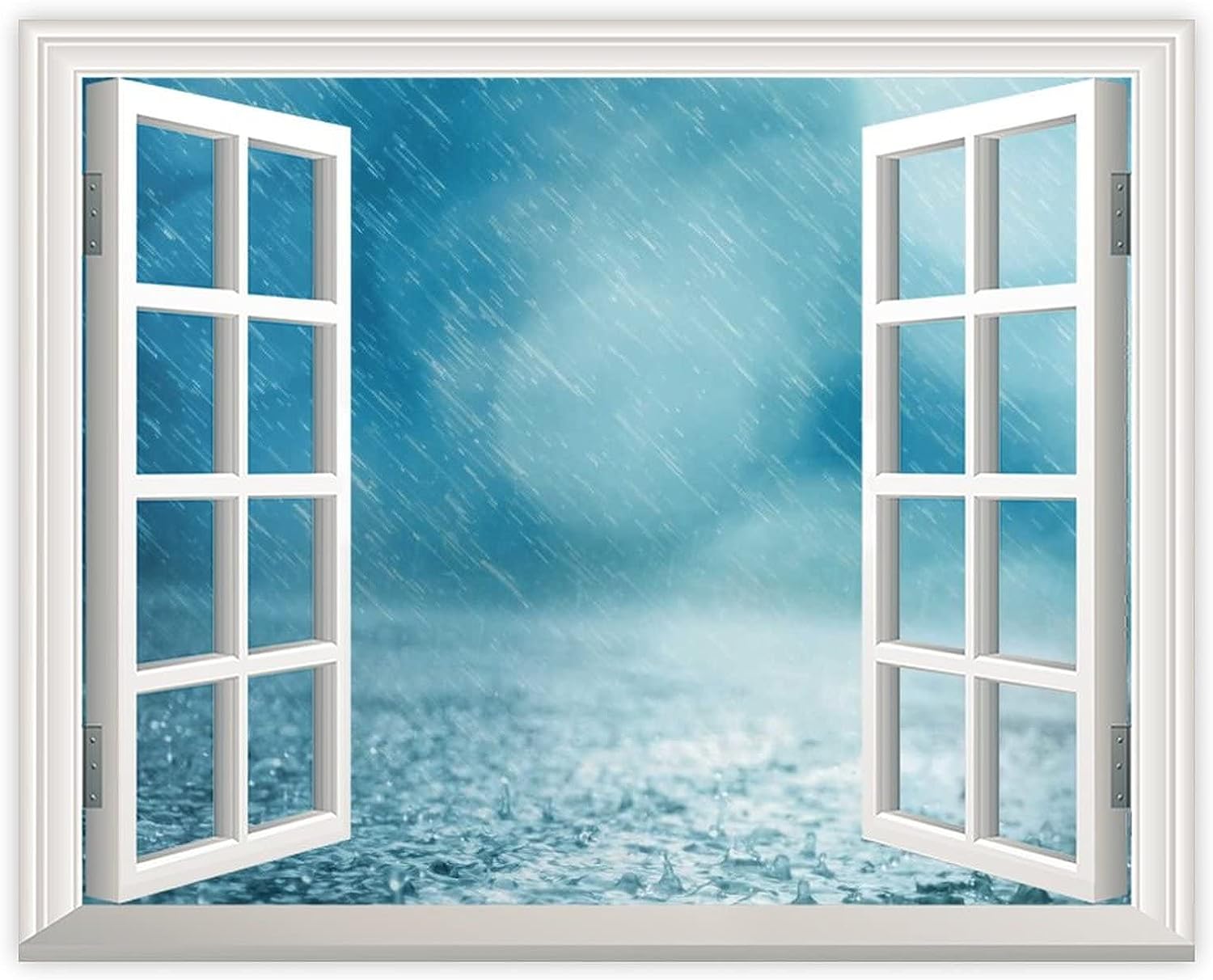 Framed Canvas Painting With Window View Rain Ready To Hang Canvas Wall Art Poster Print Wall Hanging Painting Artwork Home Decor For Living Room Bedroom Beach House 8&#034;x10&#034;