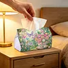 (24cm)Diamond Art Tissue Box DIY PU Napkin Cover for Home(Butterflies and flowers)