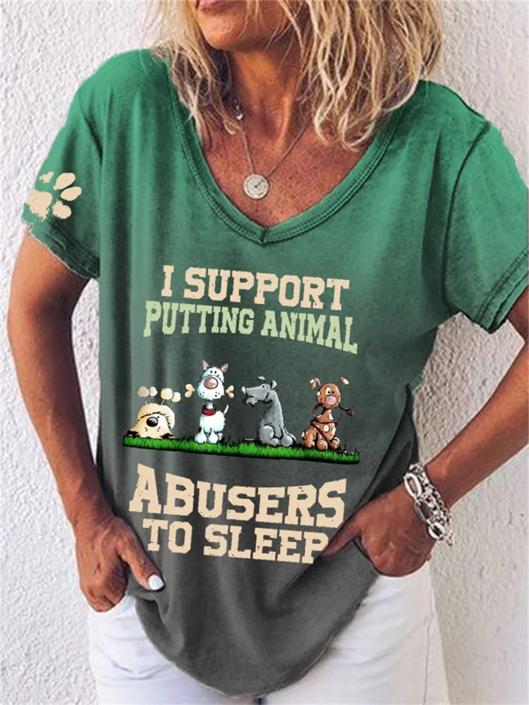 Punish Animal Abuser Dog Print Gradient T Shirt