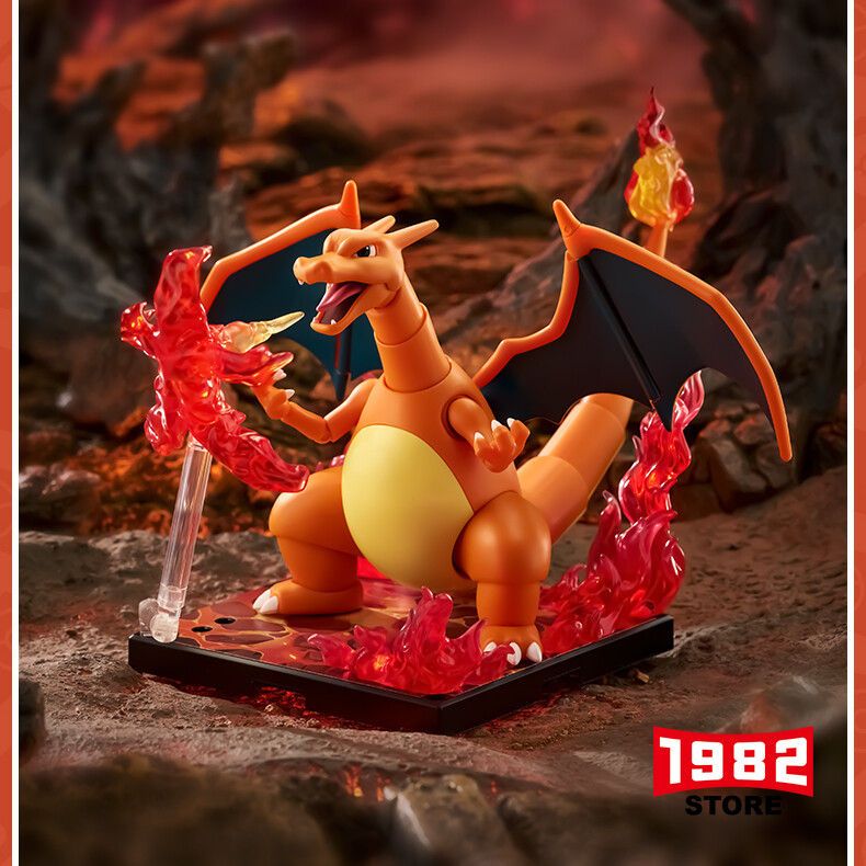 Blokees CV L Classic Series Charizard Action Figure Pre Assembled Building Block Model Kit Collectible Fire Dragon Anime Character Display Toy Gift for Fans Adults Kids