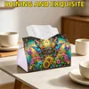 (24cm)Diamond Art Tissue Box Cover DIY PU Desktop(Flowers and Butterflies)