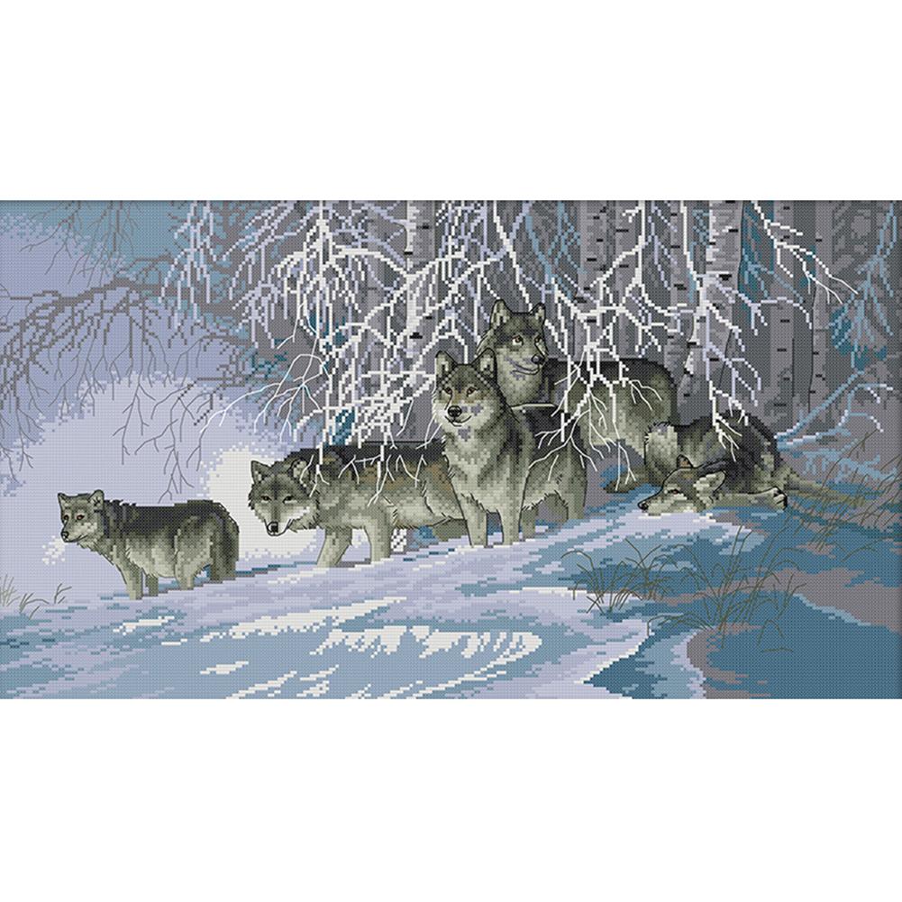 

Wolves - 14CT Stamped Cross Stitch - 60*36cm, 501 Original