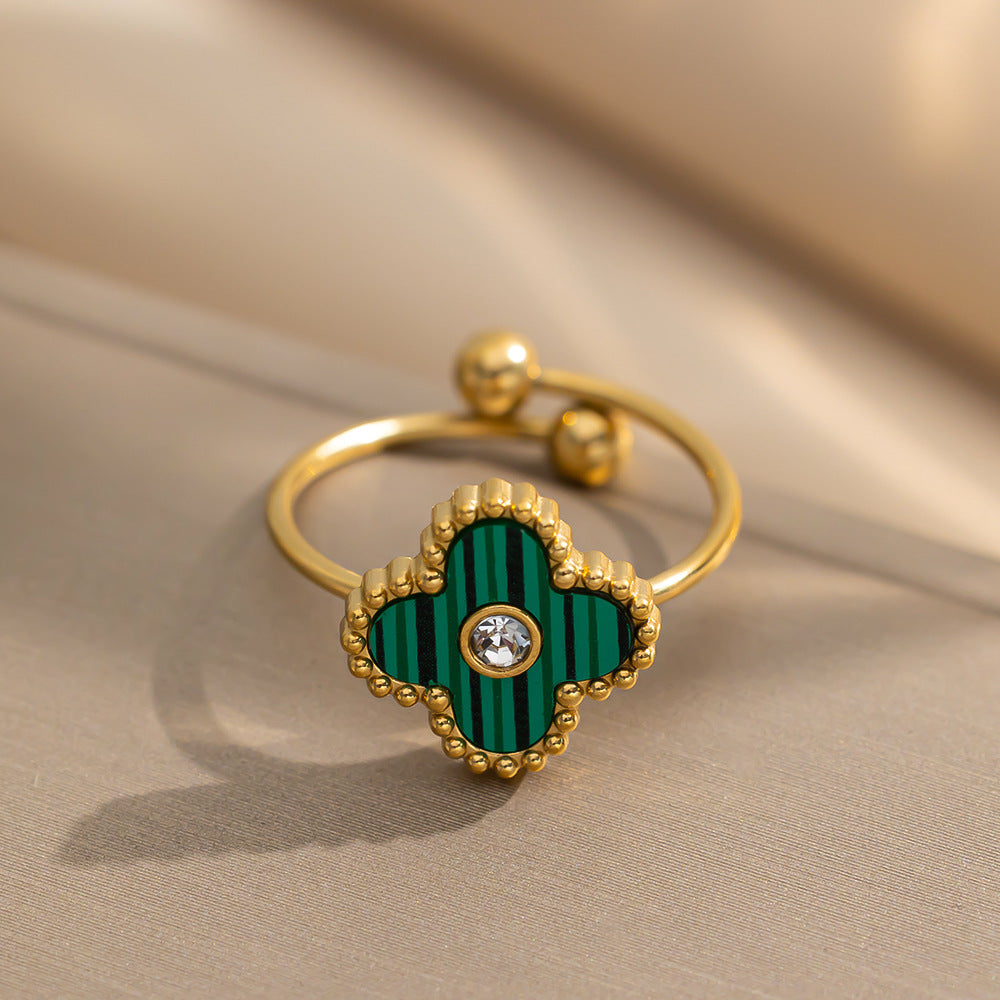 Four-leaf Clover Fashion Titanium Steel Electroplating Rings