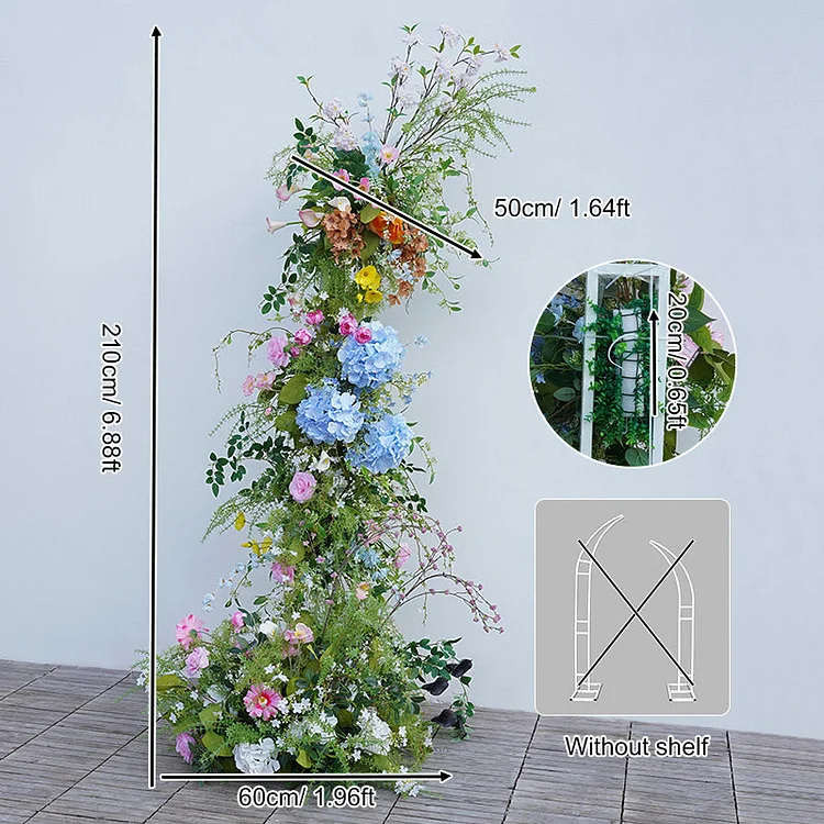 A8661 Colorful Mori Floral Arrangement Deocr Horn Arch Frame Wedding Backdrop