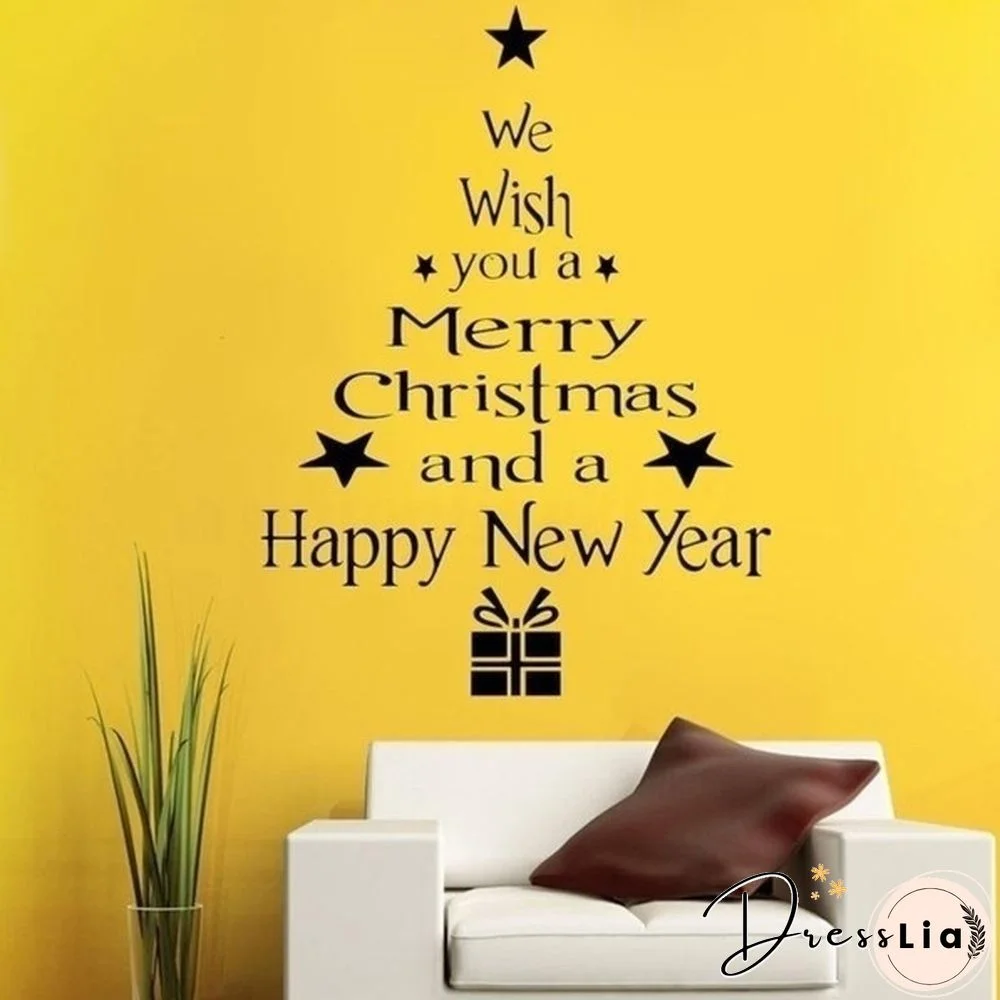 Removable Merry Christmas Tree Wall Stickers Art Vinyl Decal Home Window Decor