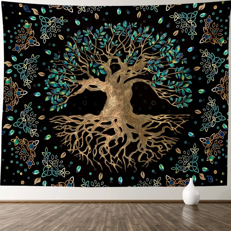 Olivenorma Life Of Tree Wall Hanging Black Green Tapestry