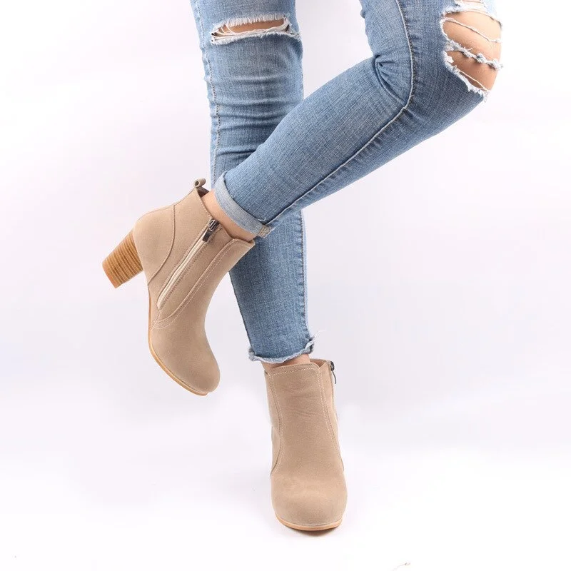 Hot Autumn Winter Women Boots Solid European Ladies shoes  boots Suede Leather ankle boots with thick scrub size 35-41