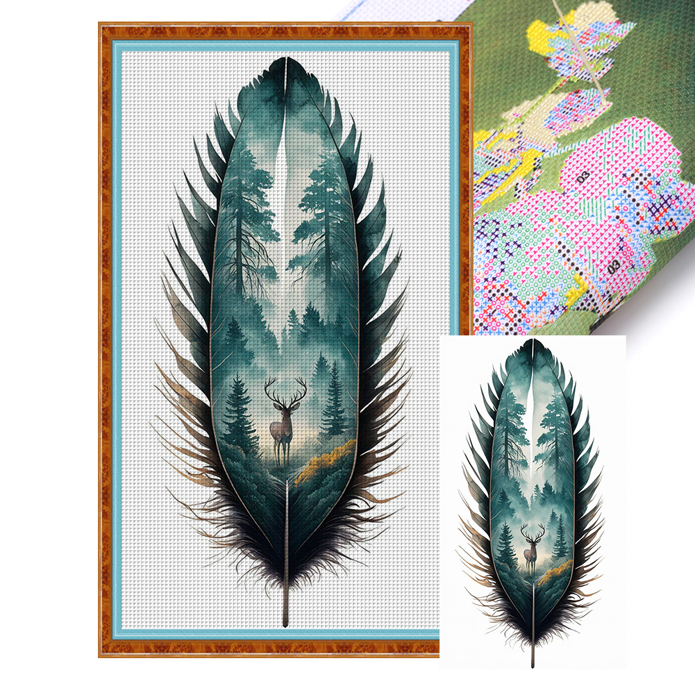 Silhouette - Feather Full 11CT Pre-stamped Canvas(40*70cm) Cross Stitch