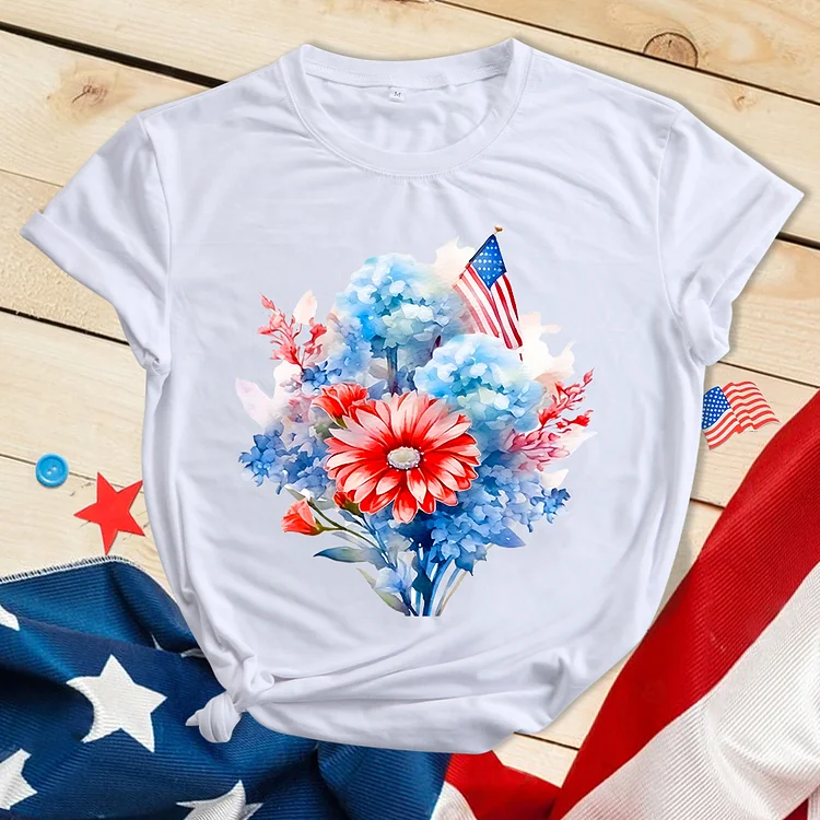 Independence Day Flowers T-shirt-BSTC1243