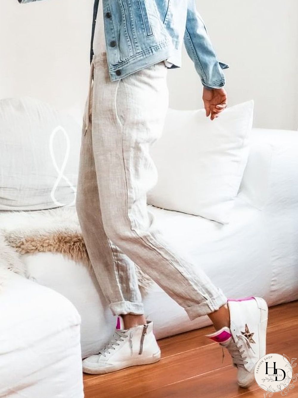 Plain Shift Cotton Pants