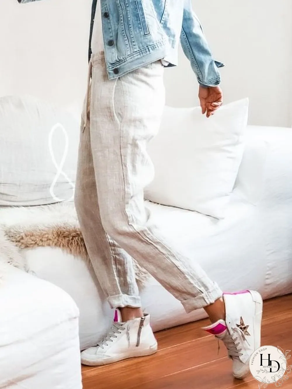 Plain Shift Cotton Pants
