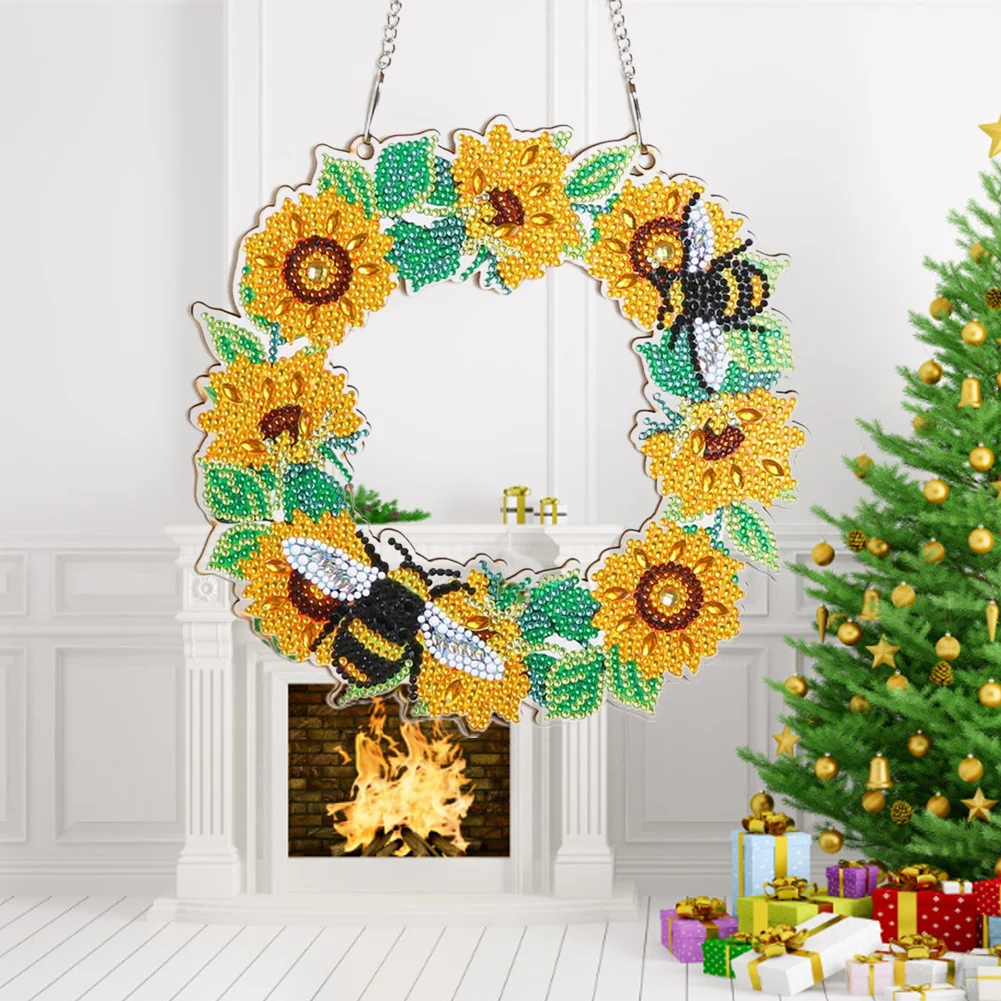 DIY Diamond Painting Art Hanging Wreath - Bee