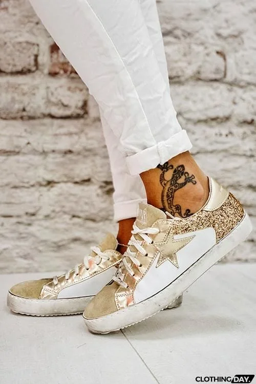 Glitter Star Lace Up Sneakers