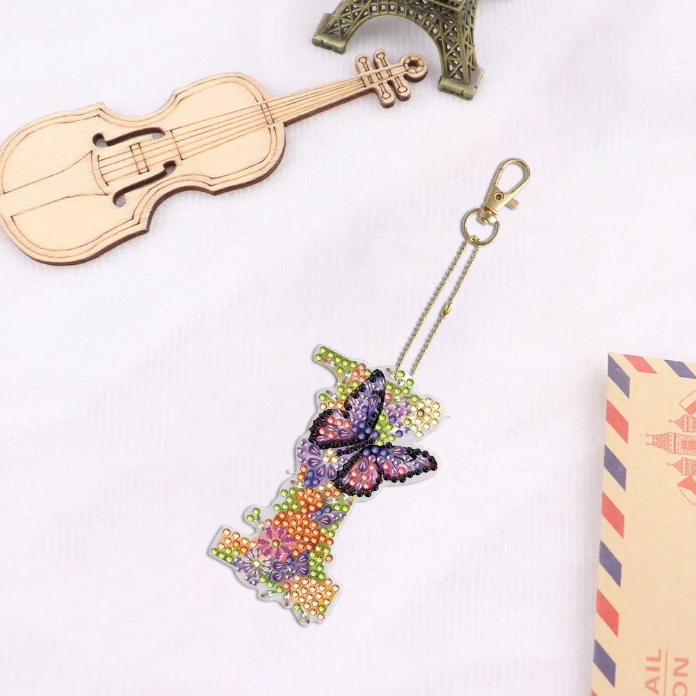 DIY Diamond Art Key Rings Special Shaped Keychain Supplies Lettter Gift for Kids