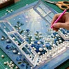 (30x30cm)DIY Pearl Painting Framed Flower Window Handmade Pearl Material Art Kit Living Room Decor