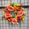 Peony Pumpkin Wreath Decorative Door Garland for Harvest Festival Decor (40CM)