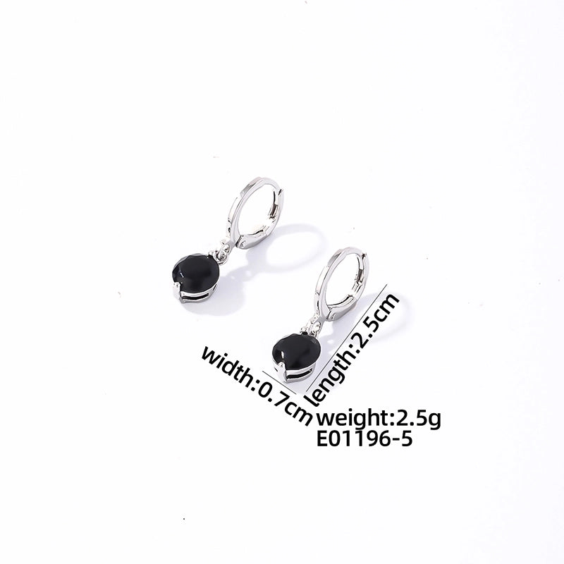 1 Pair Casual Basic Sweet Round Water Droplets Plating Inlay 304 Stainless Steel Zircon Rhodium Plated Drop Earrings