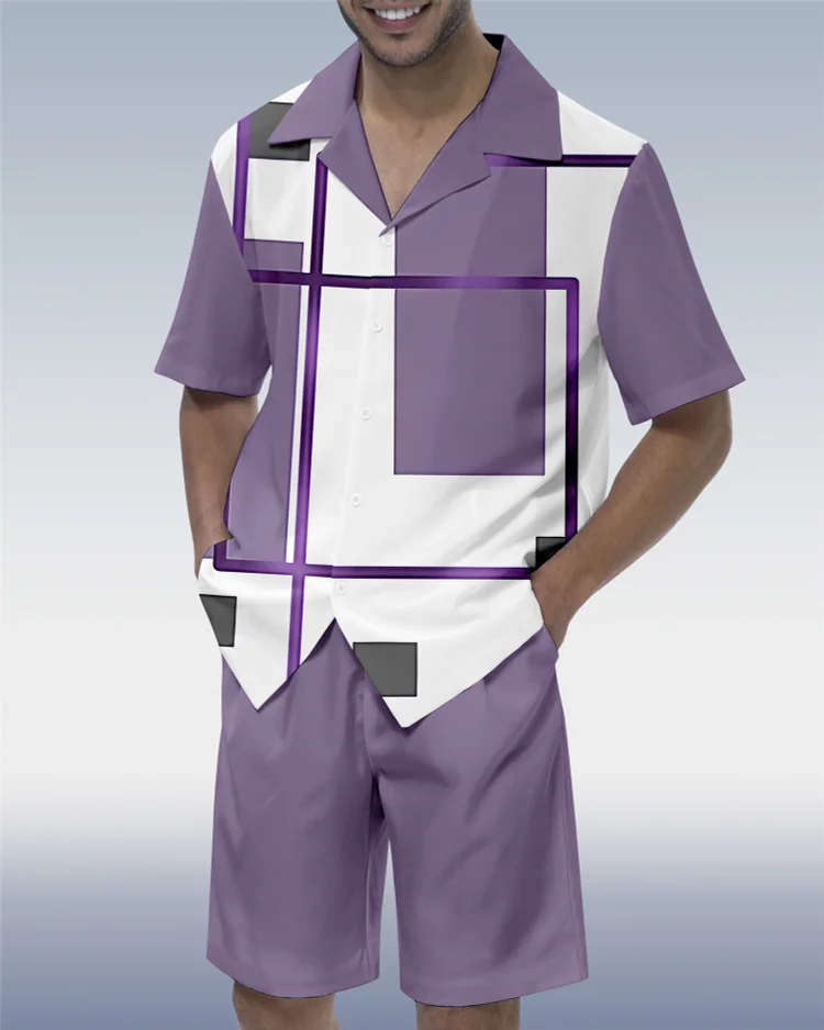 Men's Simple Geometry Walking Set  0418