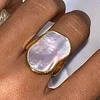 Irregular White Shell Golden Ring